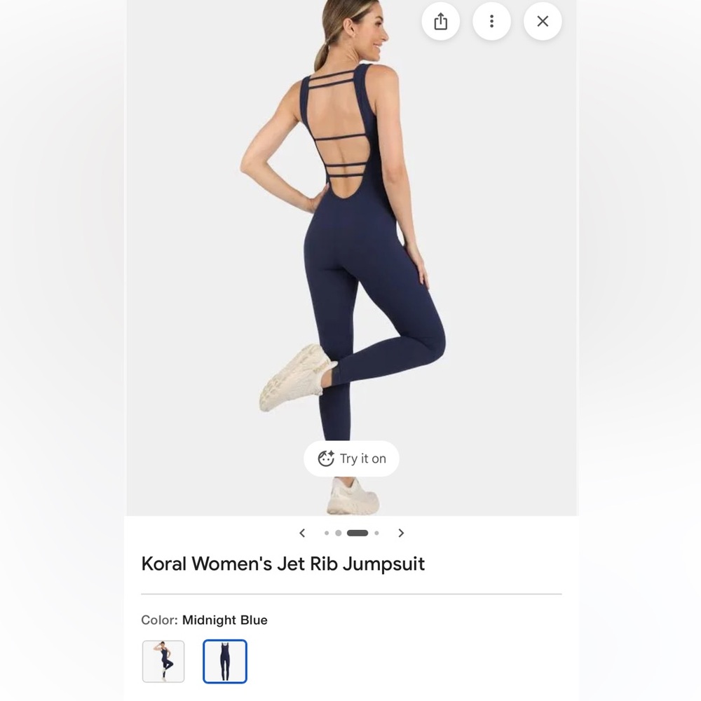 Nwt Koral Women's Jet Rib Jumpsuit in Midnight Blue